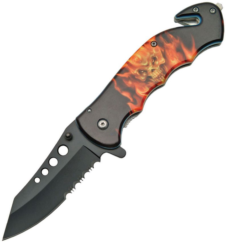 Flaming Skull Linerlock A/O