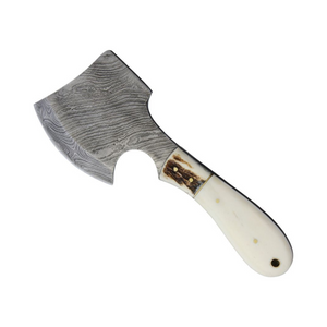 Damascus Hatchet Smooth Bone